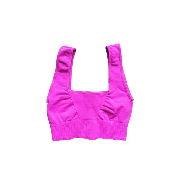 FP Movement Good Karma Square Neck Sports Bra XS/S Neon Hot Pink Athleisure - Picture 3 of 6